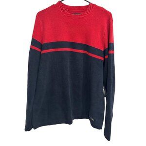 Vintage Abercrombie & Fitch Mens Red Navy Colorblock Sweater Size L